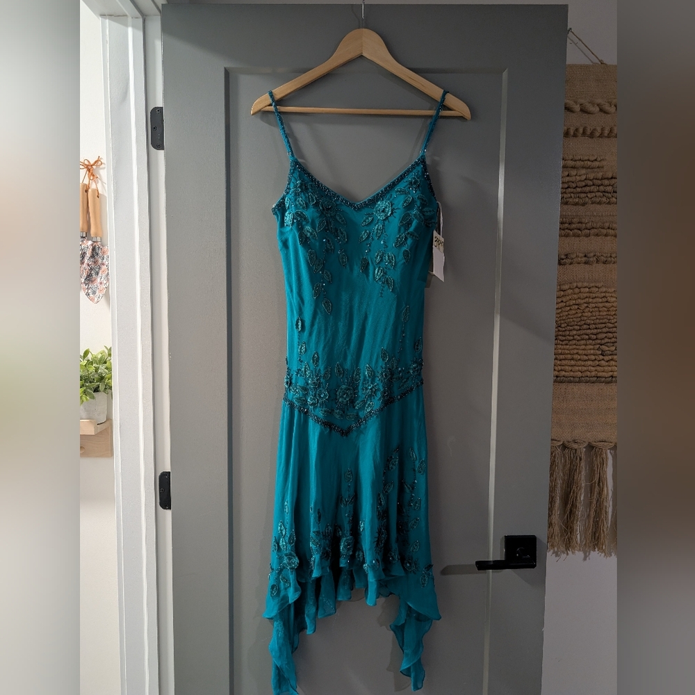 Vintage Beaded Silk Fairycore Whimsical Y2K Dress